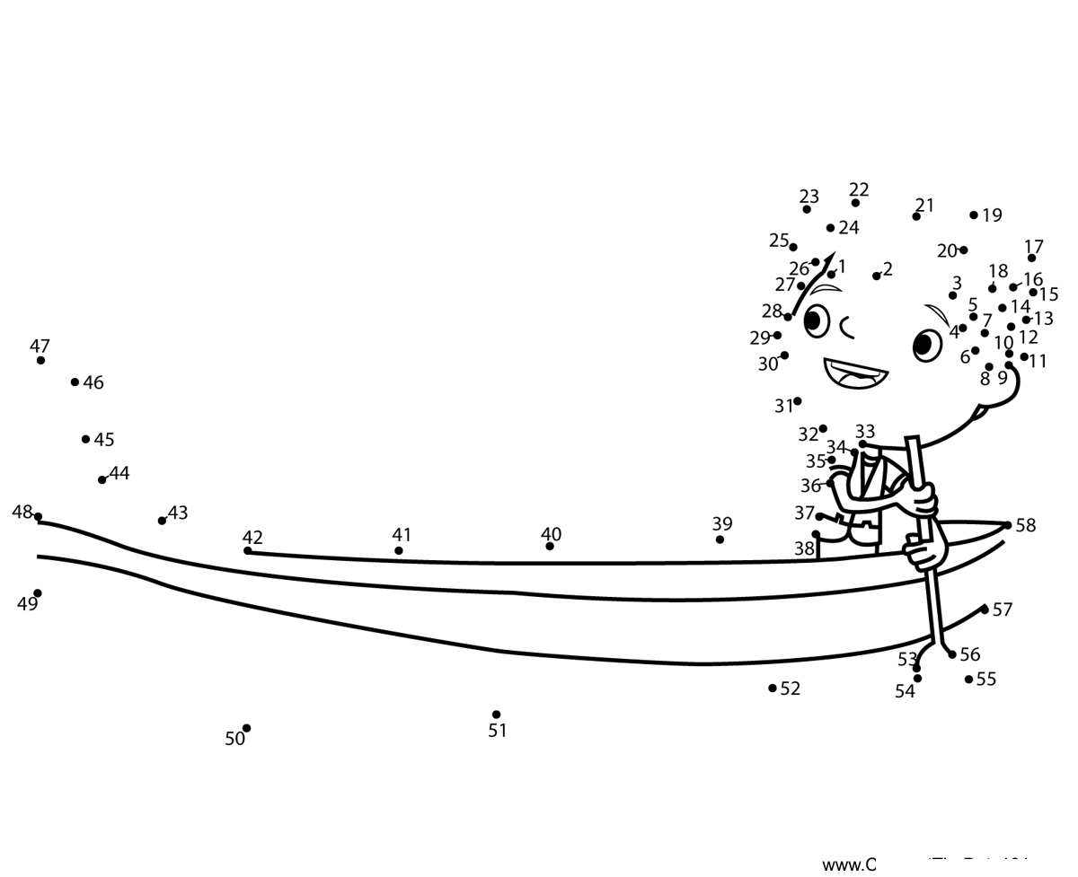 Justin-Excited-To-Boat-Ride-Justin-Time printable dot to dot worksheet