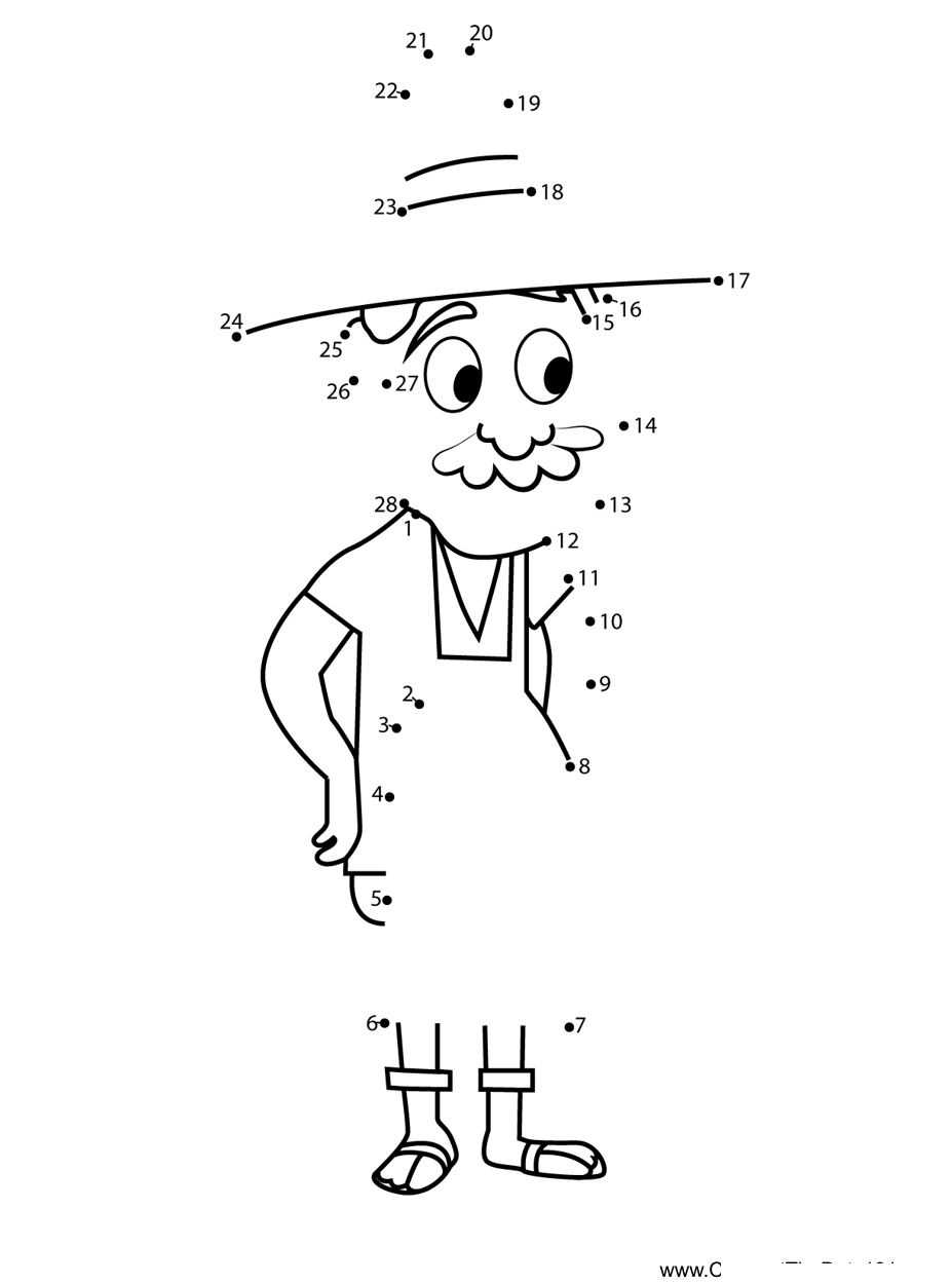 Olive-Grandpa-Justin-Time printable dot to dot worksheet