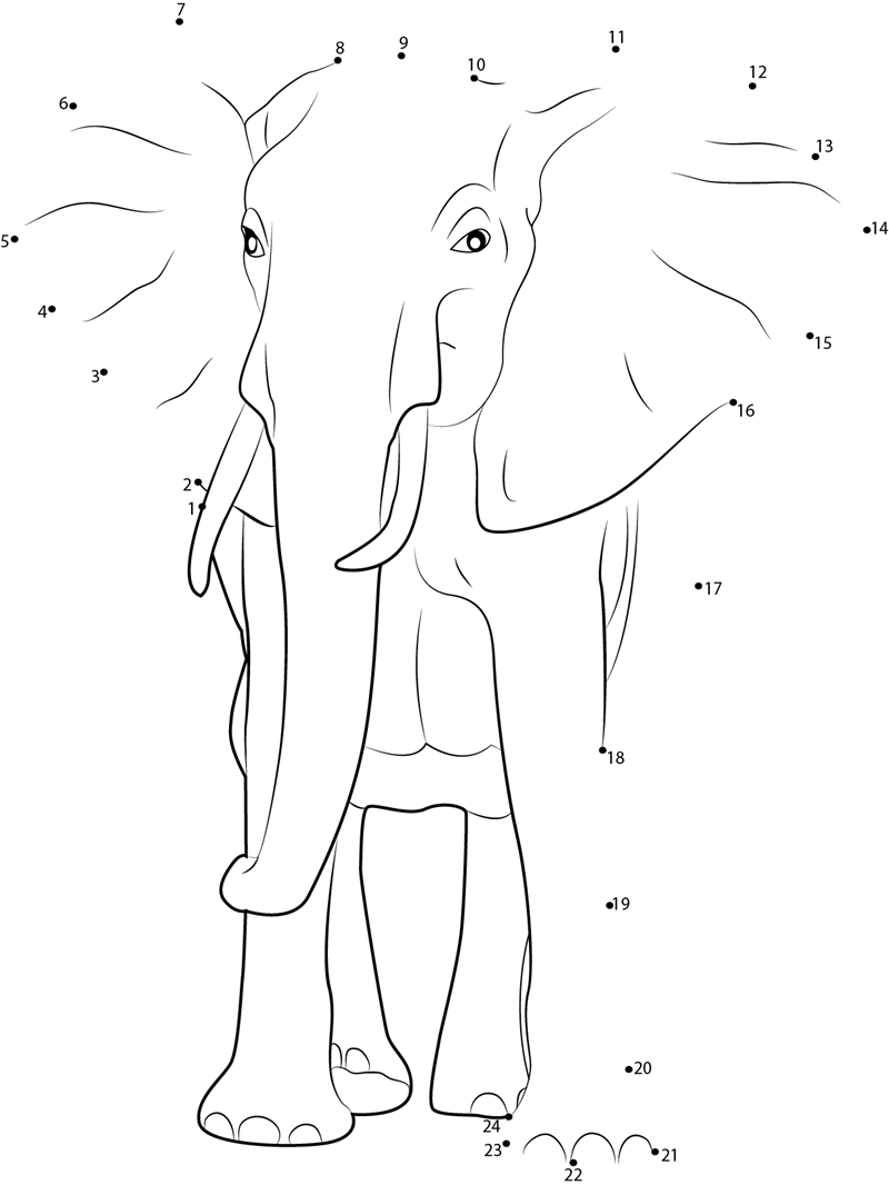 African Bush Elephant dot to dot worksheets