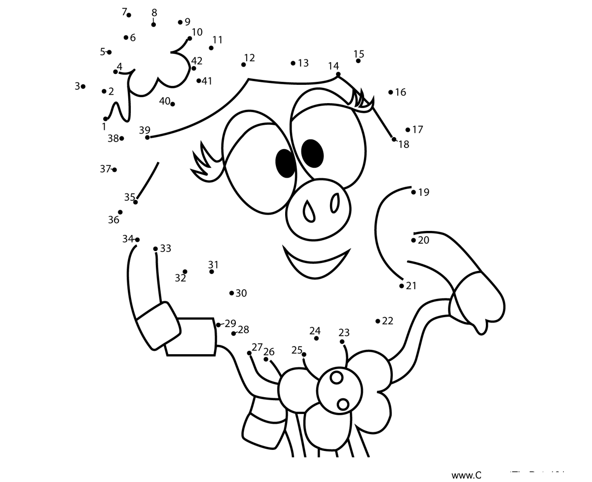 Rosariki-Stunt-Rider-Kikoriki printable dot to dot worksheet