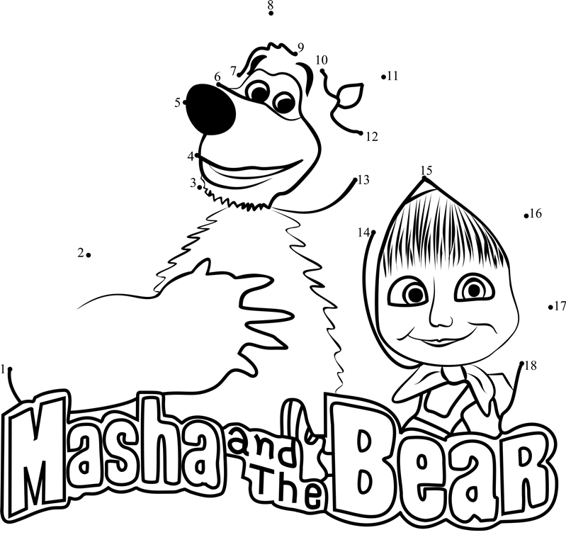 Masha-And-The-Bear-Dot-To-Dot dot to dot worksheets