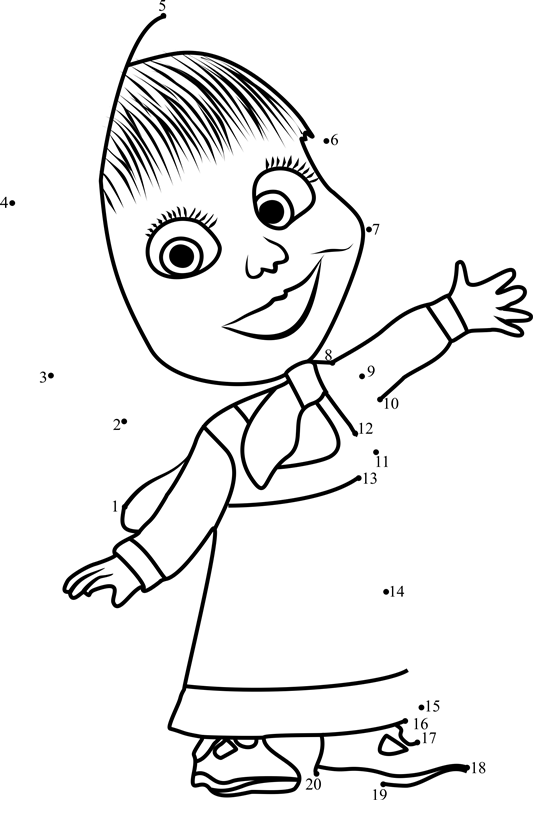 Masha-Dot-To-Dot printable dot to dot worksheet