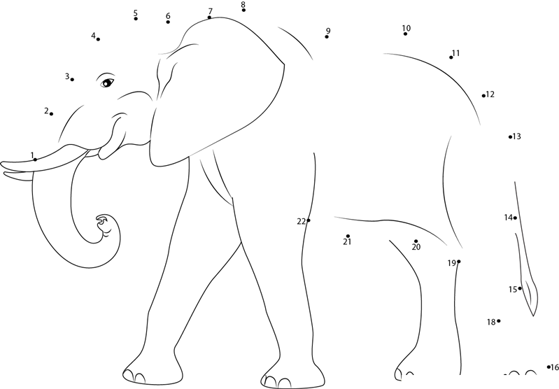 Elephant dot to dot worksheets