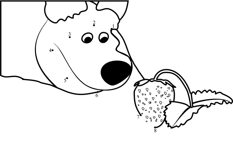 The-Bear-With-Strawberry-Dot-To-Dot dot to dot worksheets