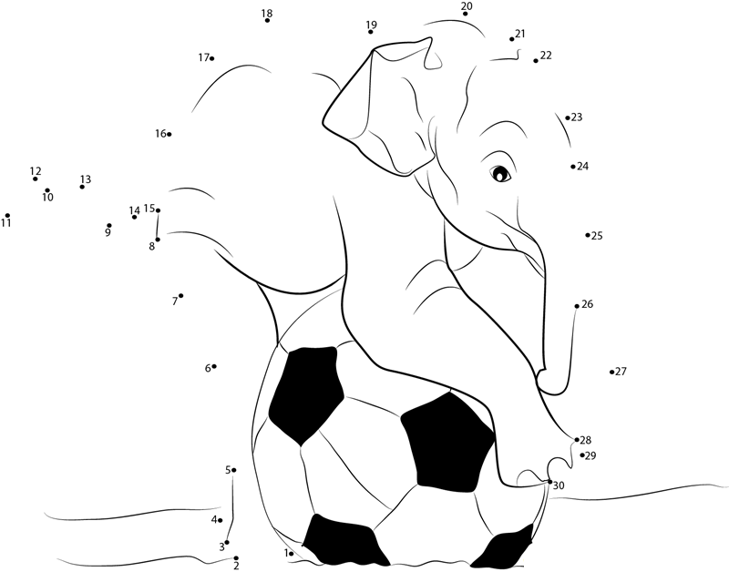 Elephant Baby Play dot to dot worksheets