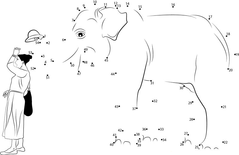 Elephant Hat Lady dot to dot worksheets