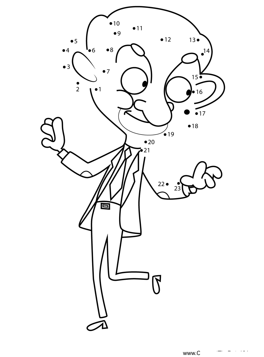 Mr-Bean-Dancing-Mr-Bean printable dot to dot worksheet