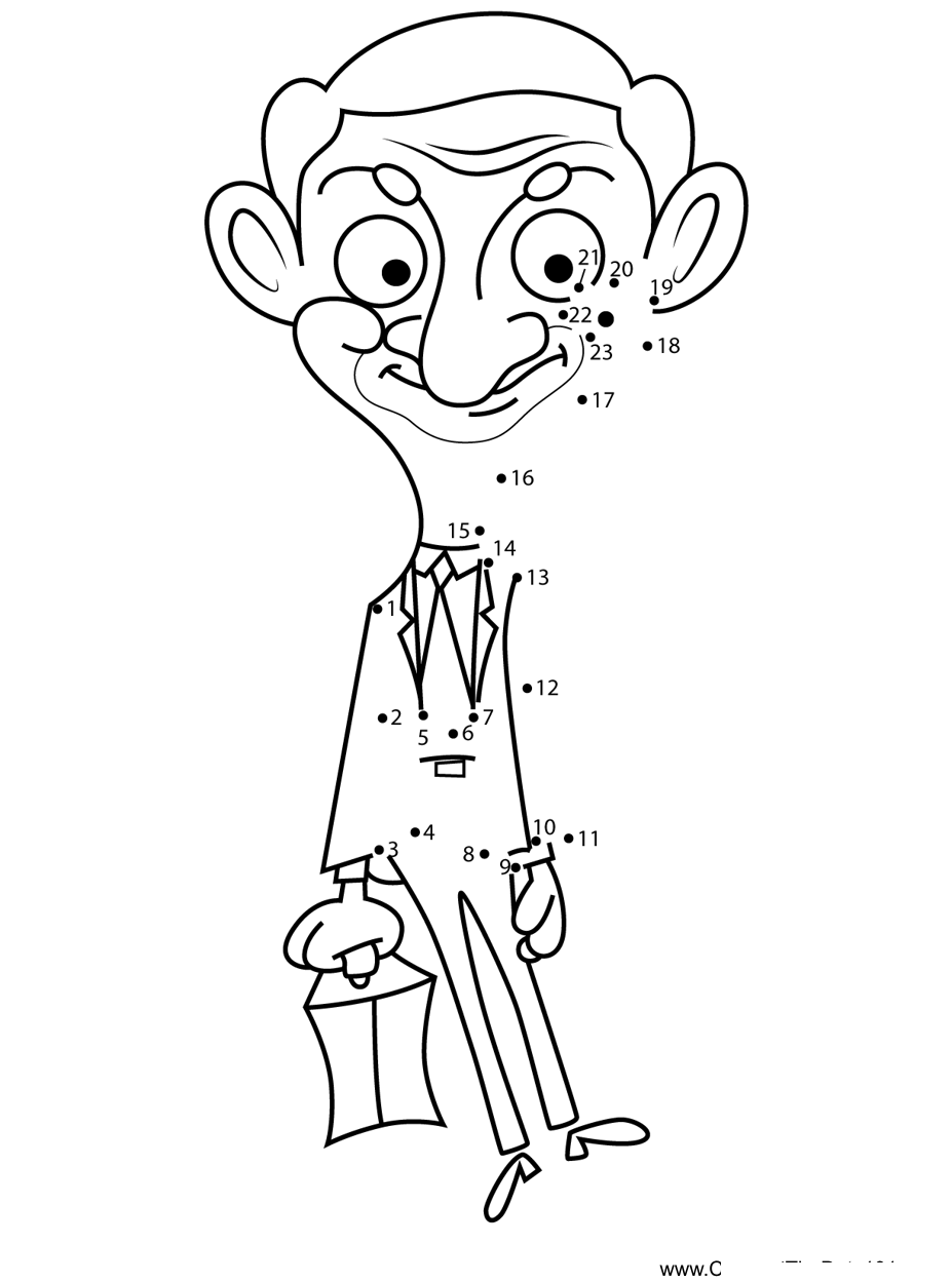 Mr-Bean-Mr-Bean printable dot to dot worksheet