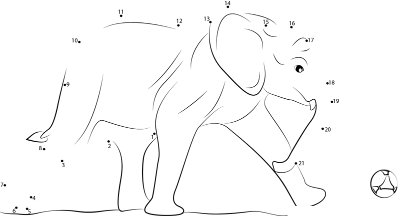 Elephants Hit The Ball dot to dot worksheets