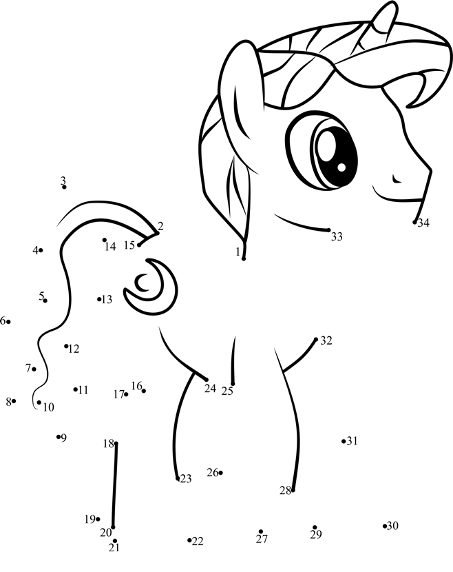 Night-Light-My-Little-Pony-Dot-To-Dot printable dot to dot worksheet