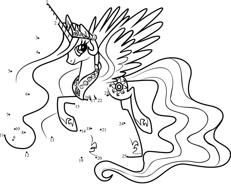 Princess-Celestia-My-Little-Pony-Dot-To-Dot dot to dot worksheets