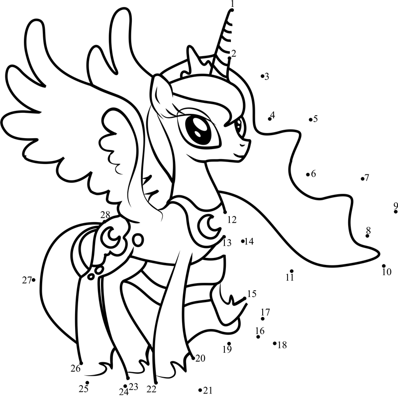 Princess-Luna-My-Little-Pony-Dot-To-Dot dot to dot worksheets