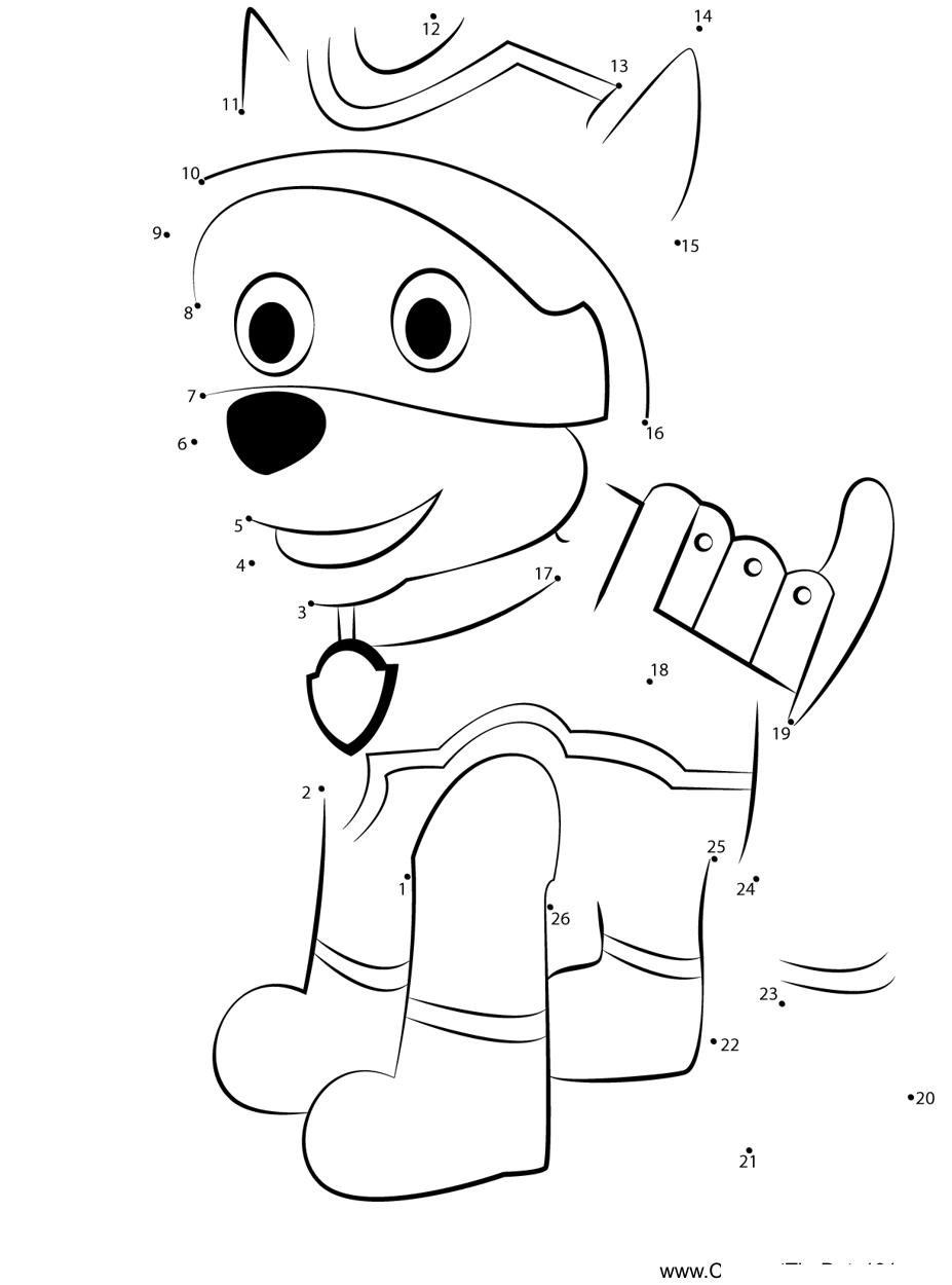 Super-Spy-Chase-Paw-Patrol printable dot to dot worksheet