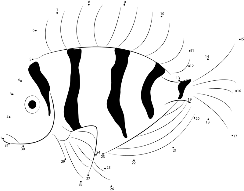 Fresh Water Fish dot to dot worksheets