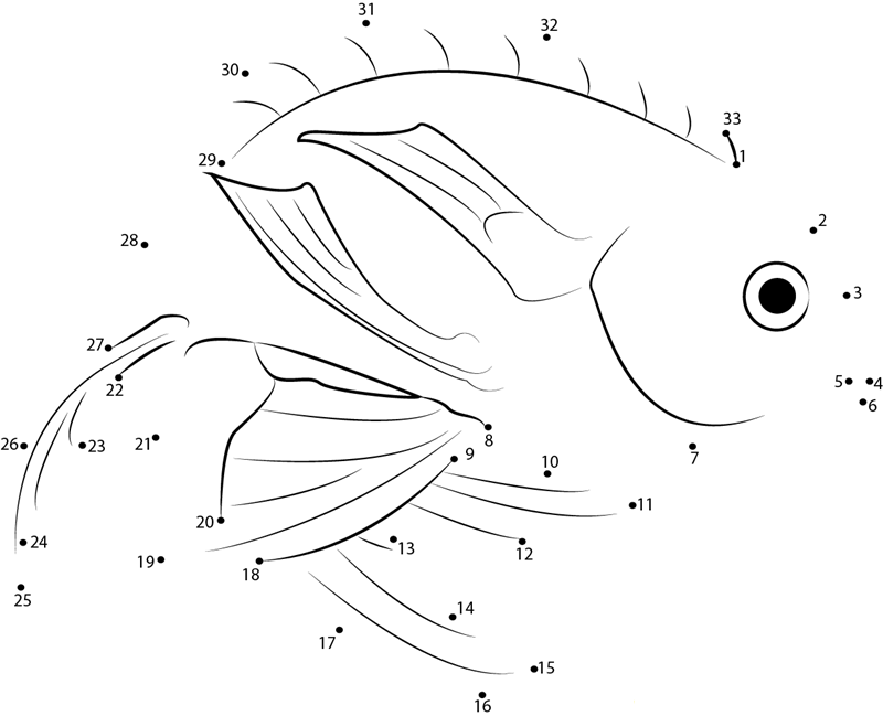 Marina Fish dot to dot worksheets