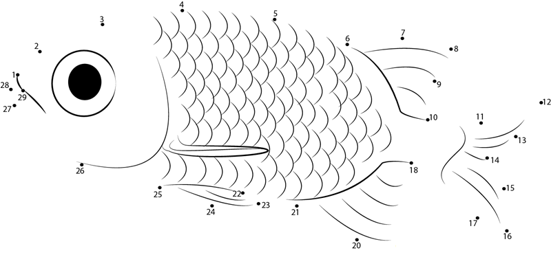 Small Fish dot to dot worksheets