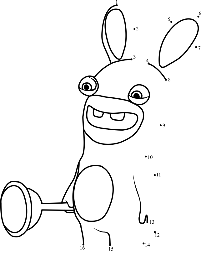 Rabbid-Dot-To-Dot printable dot to dot worksheet