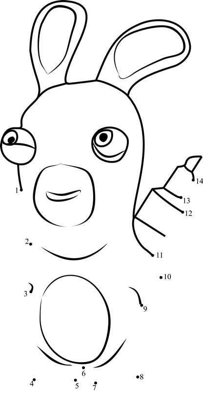 Rabbids-Dot-To-Dot printable dot to dot worksheet