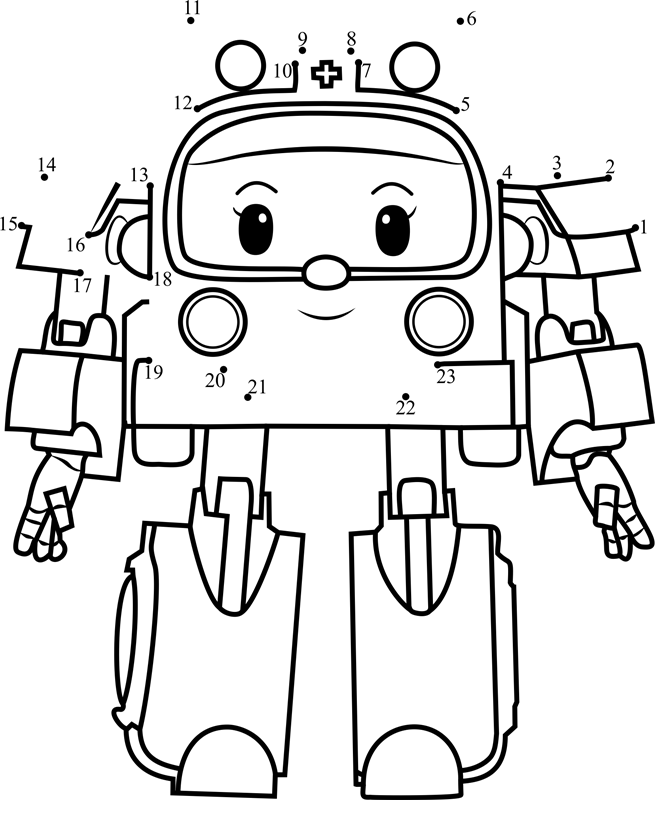 Amber-Robocar-Poli-Dot-To-Dot dot to dot worksheets