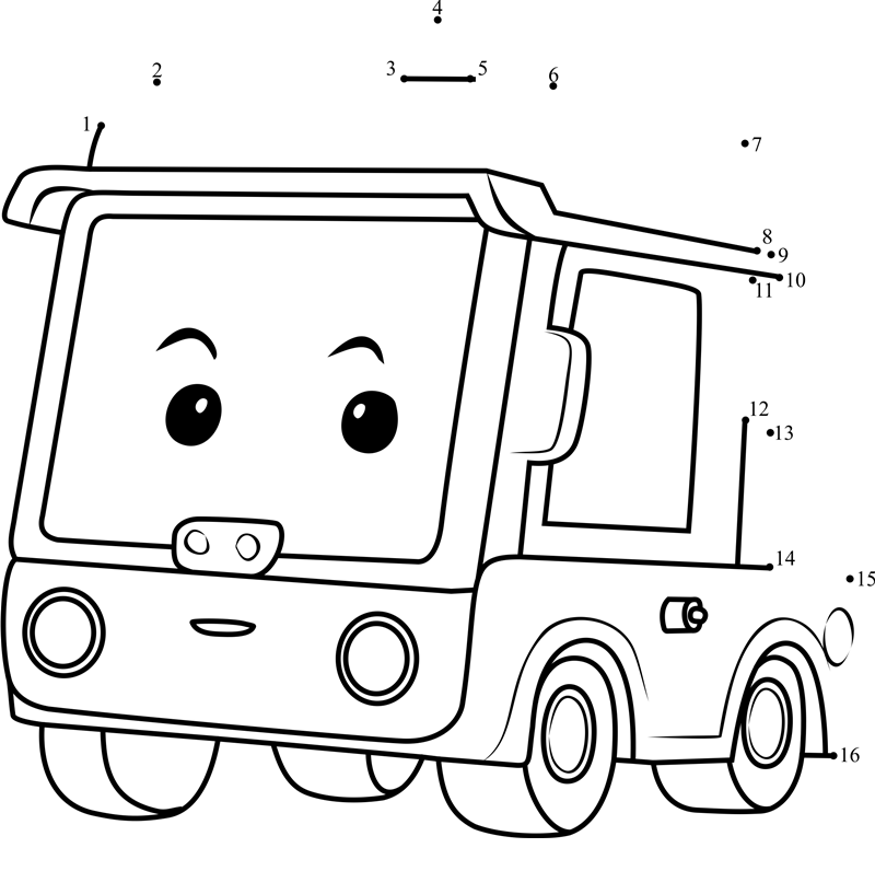 Beny-Robocar-Poli-Dot-To-Dot dot to dot worksheets