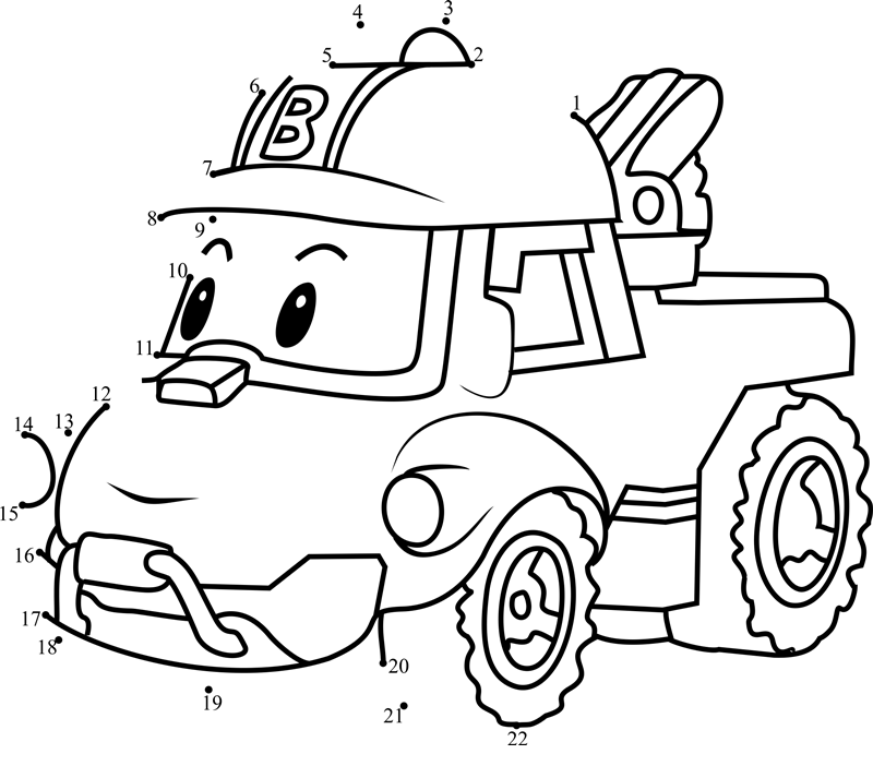 Bucky-Robocar-Poli-Dot-To-Dot printable dot to dot worksheet