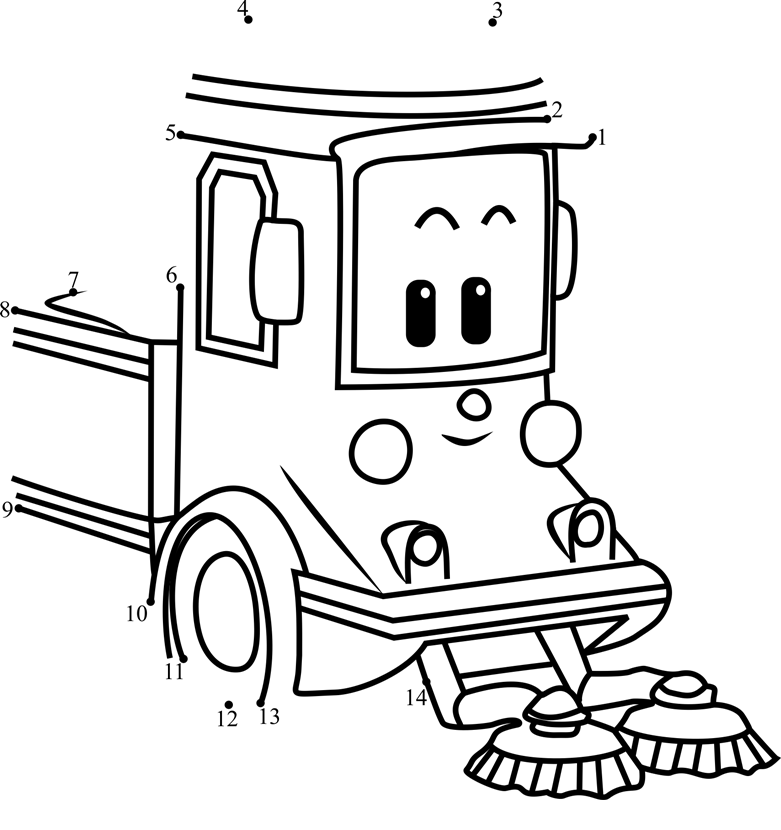 Cleany-Robocar-Poli-Dot-To-Dot dot to dot worksheets