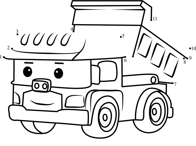 Dump-Robocar-Poli-Dot-To-Dot printable dot to dot worksheet