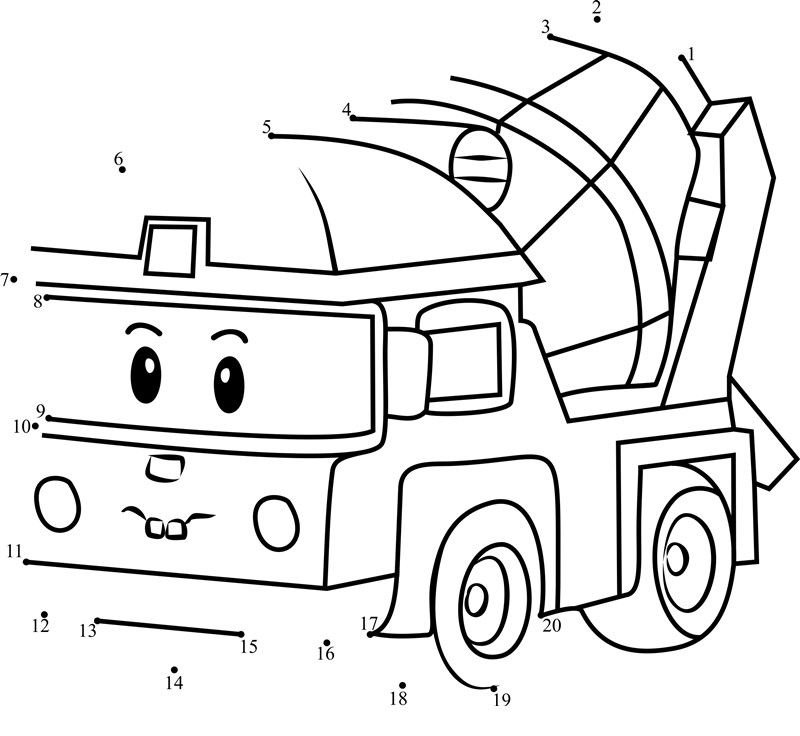 Mickey-Robocar-Poli-Dot-To-Dot dot to dot worksheets