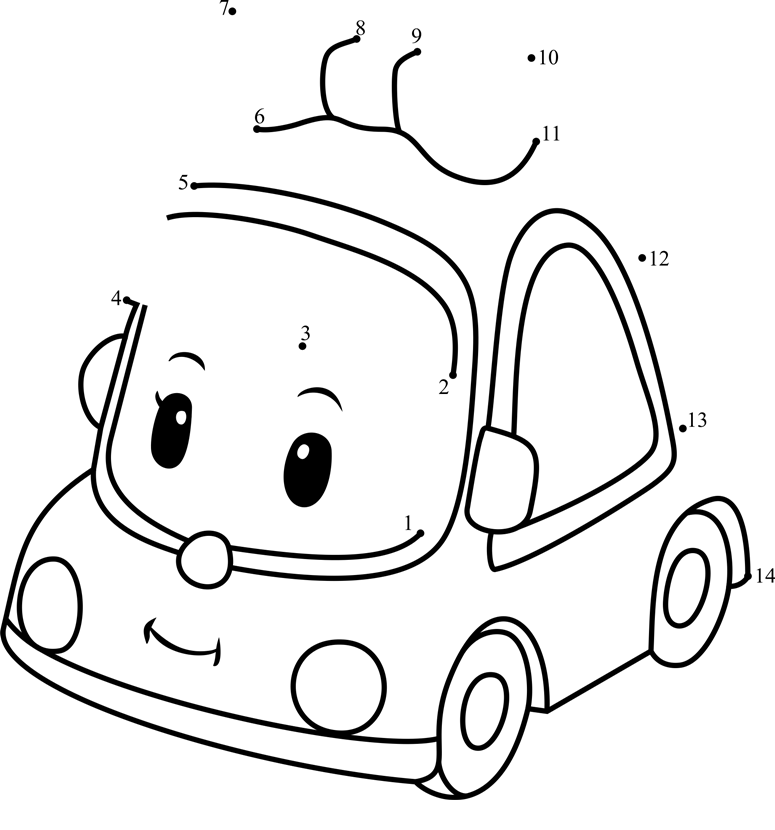 Mini-Robocar-Poli-Dot-To-Dot dot to dot worksheets