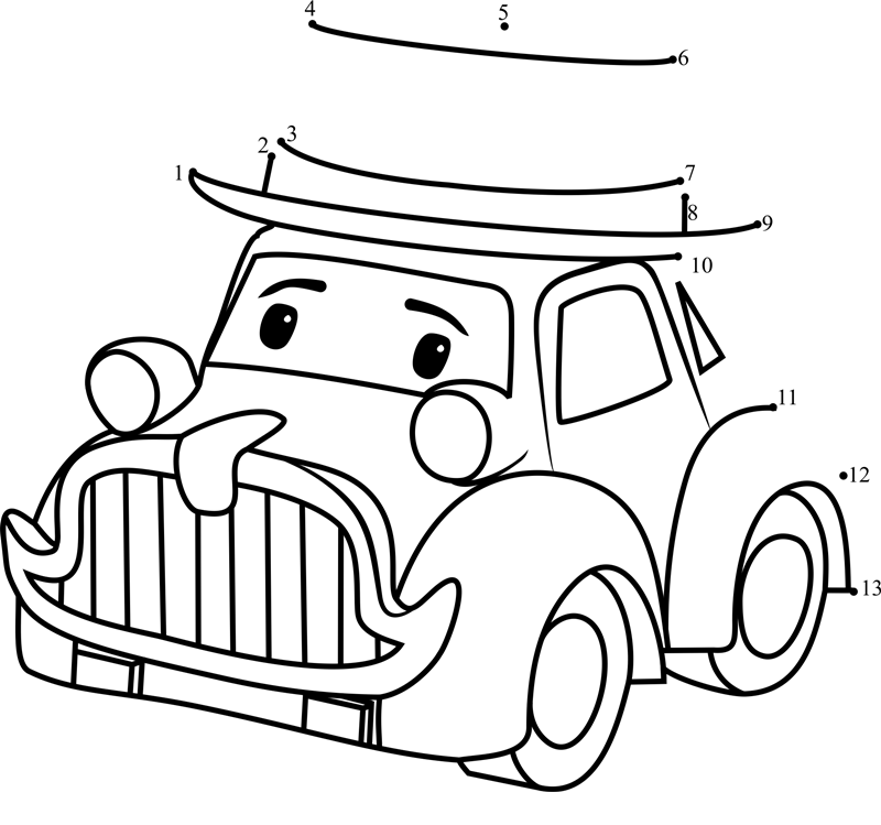 Musty-Robocar-Poli-Dot-To-Dot printable dot to dot worksheet