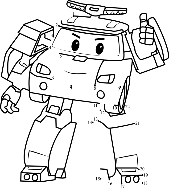 Poli-Robocar-Poli-Dot-To-Dot dot to dot worksheets