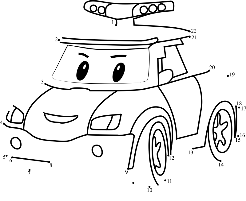 Policar-Robocar-Poli-Dot-To-Dot printable dot to dot worksheet