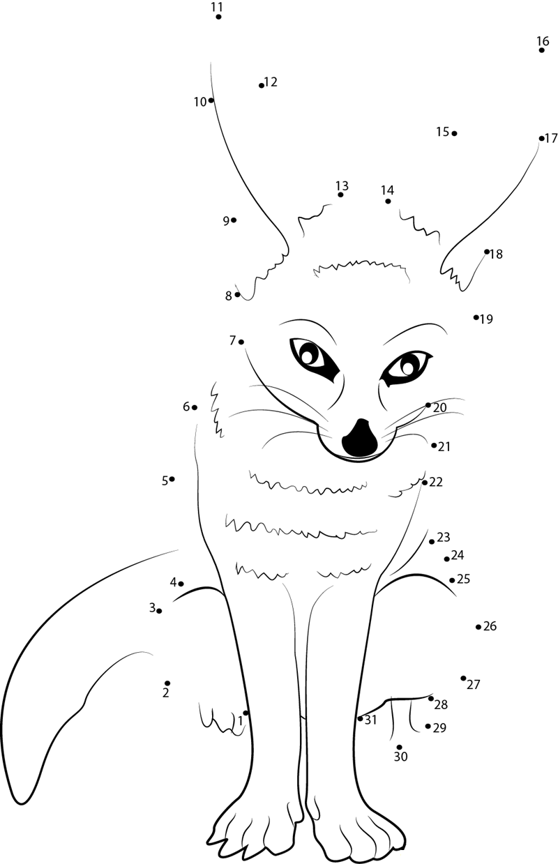 Fox Baby dot to dot worksheets