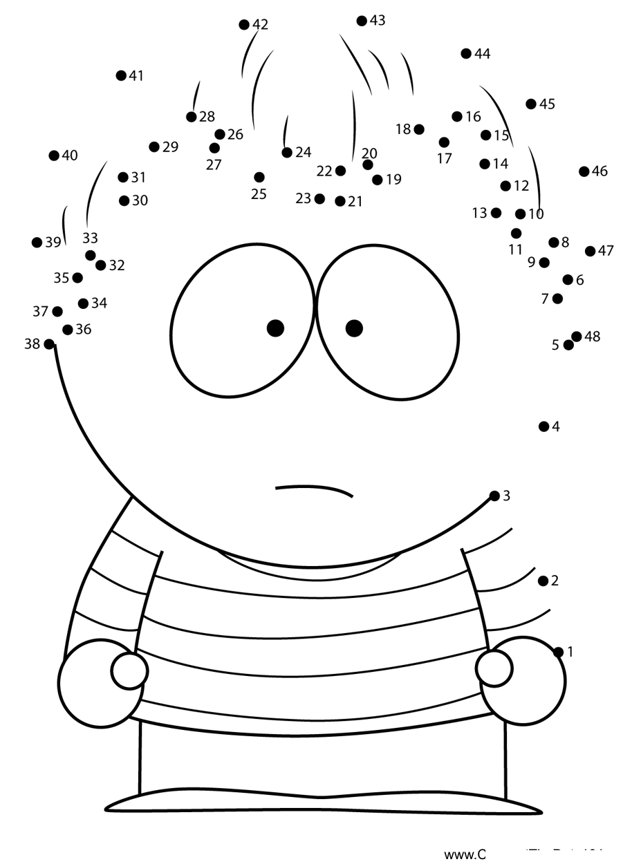 Adam-Borque-South-Park printable dot to dot worksheet