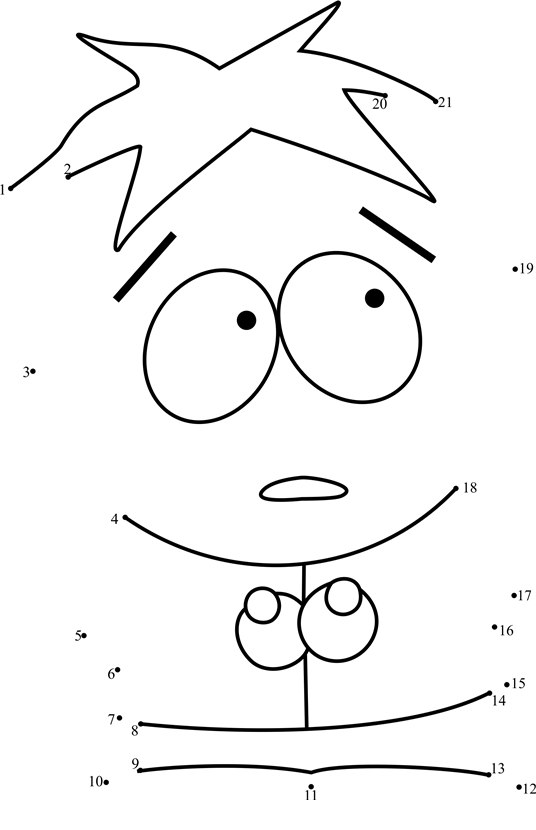 Butters-From-South-Park-Dot-To-Dot dot to dot worksheets