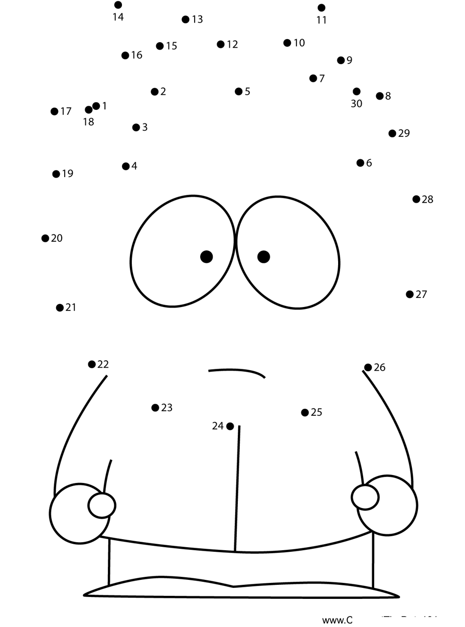 Butters-Stotch-South-Park printable dot to dot worksheet