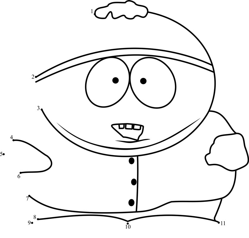 Eric-Cartman-From-South-Park-Dot-To-Dot dot to dot worksheets