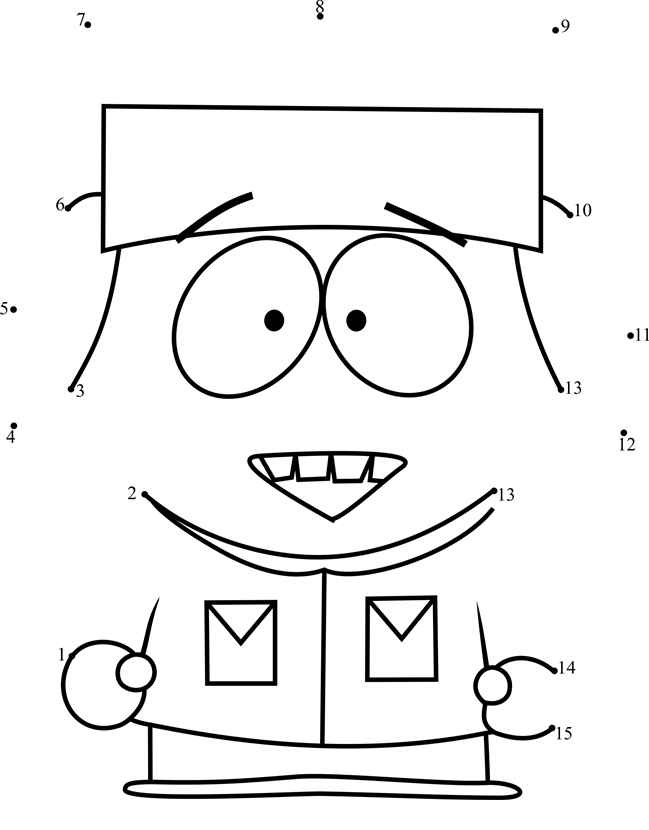 Kyle-Broflovski-From-South-Park-Dot-To-Dot printable dot to dot worksheet