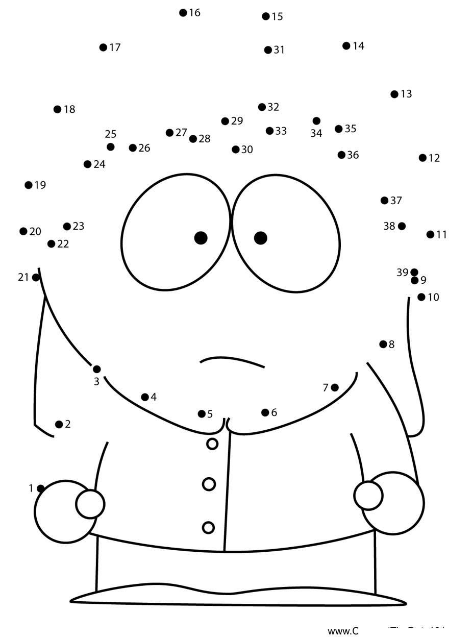 Red-Mcarthur-South-Park printable dot to dot worksheet