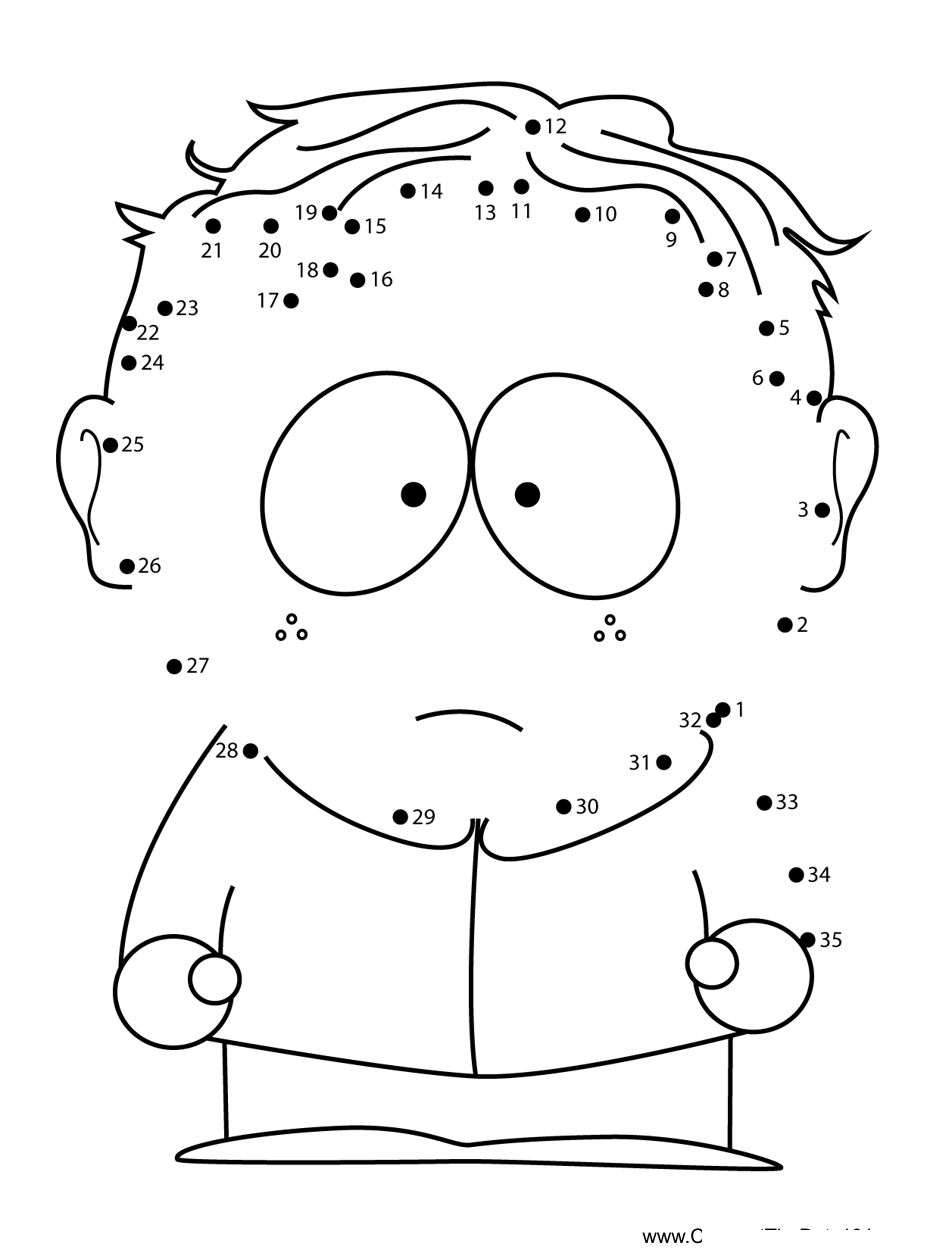 Scott-Malkinson-South-Park printable dot to dot worksheet