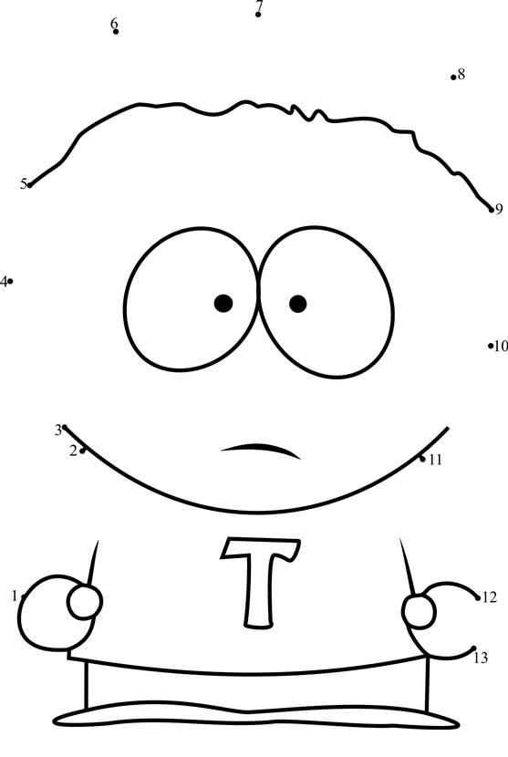 Token-Black-From-South-Park-Dot-To-Dot printable dot to dot worksheet