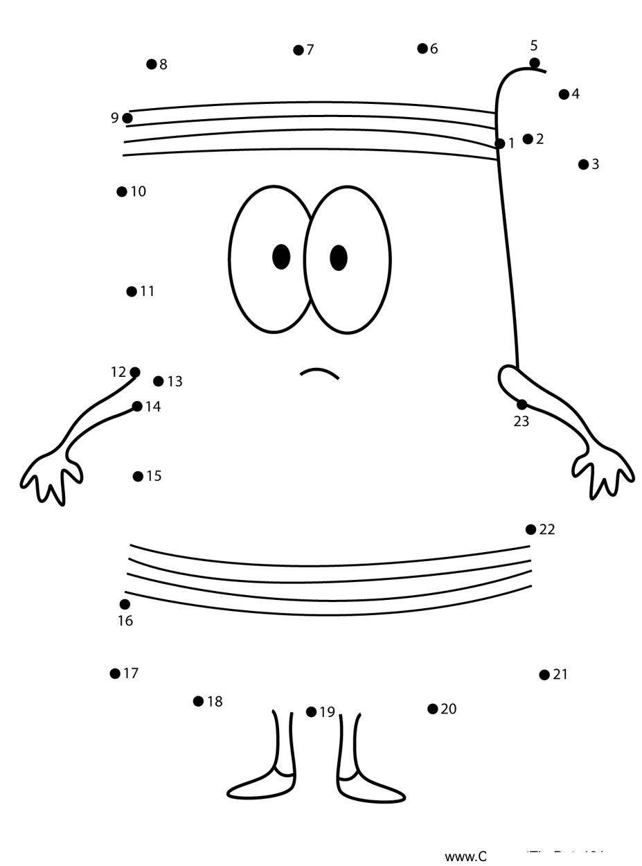 Towelie-South-Park printable dot to dot worksheet