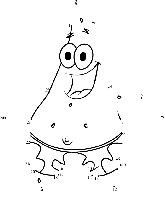 Patrick-Star-Dot-To-Dot dot to dot worksheets