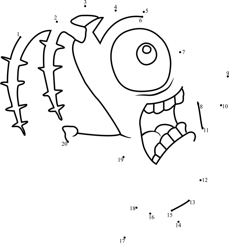 Plankton-Dot-To-Dot dot to dot worksheets