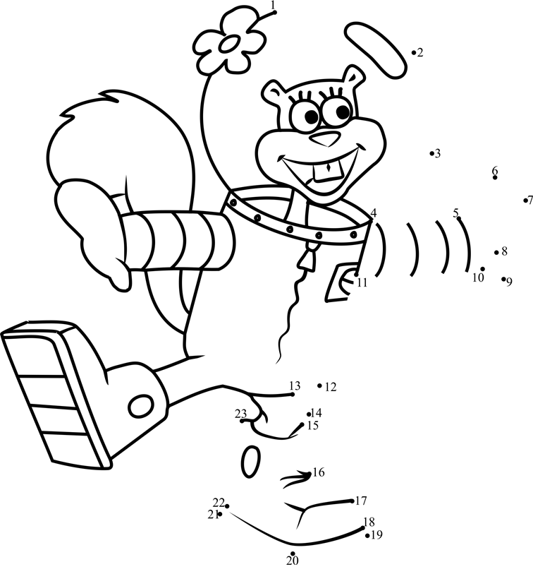 Sandy-Cheeks-Dot-To-Dot dot to dot worksheets