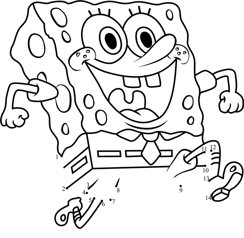 Spongebob-Dot-To-Dot printable dot to dot worksheet