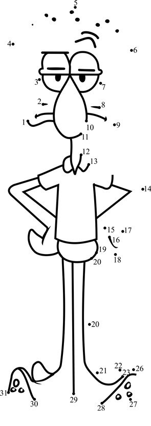 Squidward-Dot-To-Dot printable dot to dot worksheet