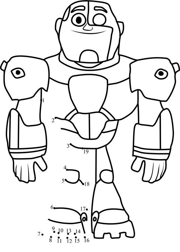 Cyborg-Teen-Titans-Go-Dot-To-Dot printable dot to dot worksheet