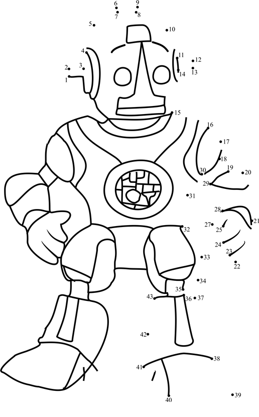 Robot-Roscoe-Dot-To-Dot printable dot to dot worksheet