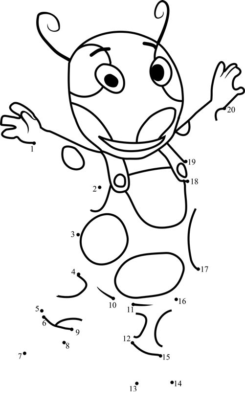 Uniqua-Dancing-Dot-To-Dot printable dot to dot worksheet